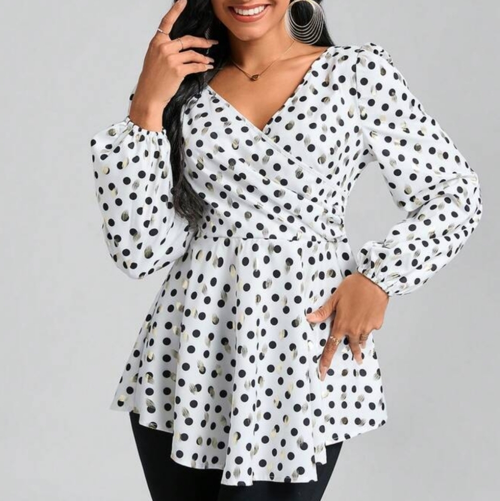 3/$30 - Polka Dot Peplum Blouse
